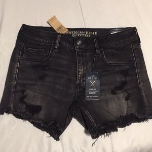 American eagle black denim shorts